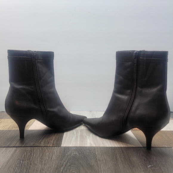 Women's 5.5M Brown Leather Stiletto Ankle Boots - Picture 4 of 5